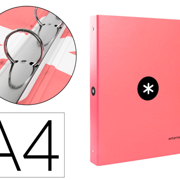 PASTA ANTARTIK DIN A4 FORRADA 4 ANEIS 25 MM REDONDOS COR CORAL