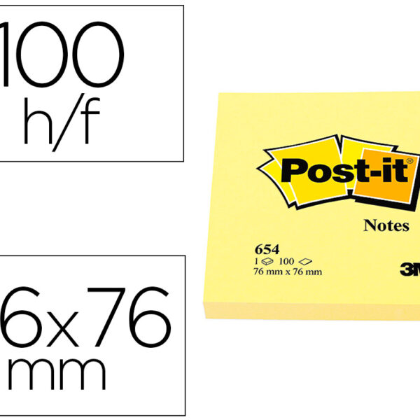 BLOCO DE NOTAS ADESIVAS POST-IT POST-IT AMARELO 76 X 76 MM