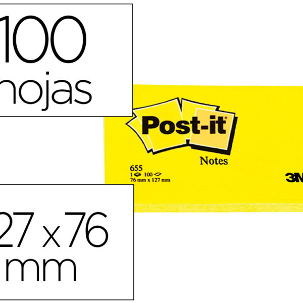 BLOCO DE NOTAS ADESIVAS POST-IT POST-IT AMARELO 76 X 127 MM