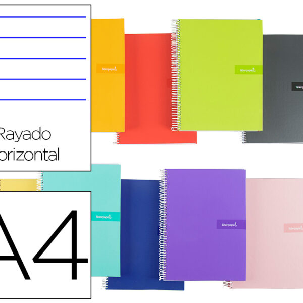 CADERNO ESPIRAL LIDERPAPEL CRAFTY DIN A4 CAPA FORRADA 80 F 90 GR PAUTADO COM MARGEM CORES SORTIDAS