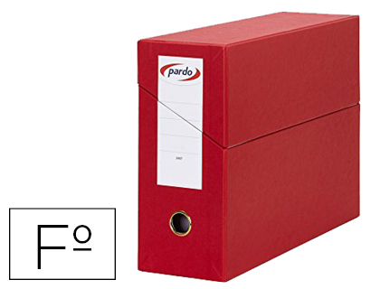 CAIXA PARDO PARA TRANSFERENCIAS FOLIO FORRADO EXTRA DUPLO LOMBADA 80 MM ESTOJO INTERIOR COM PORTA ETIQUETAS VERMELHO 270