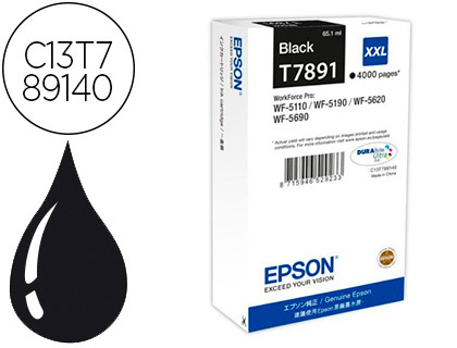 TINTEIRO EPSON T7891 XXL WF-5110 / 5190 / 5620 / 5690 PRETO ALTA CAPACIDADE
