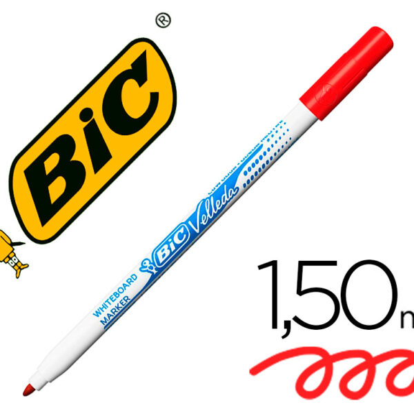 MARCADOR BIC VELLEDA FINO PARA QUADRO PONTA REDONDA 1,5 MM VERMELHO