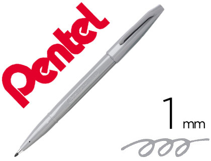 CANETA PENTEL COM PONTA DE FIBRA SIGN PEN NA COR CINZA