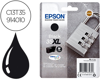 TINTEIRO EPSON 35XL T3591 PRO WF-4720DWF / 4725DWF / 4730DTWF / 4740DTWF PRETO ALTA CAPACIDADE 1900 PAG