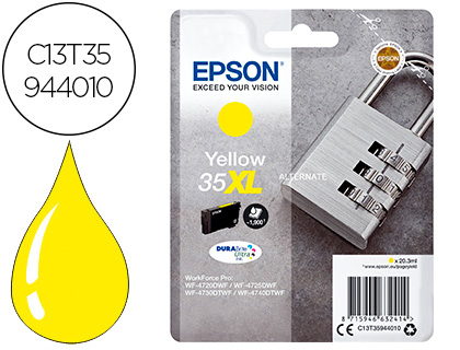 TINTEIRO EPSON 35XL T3594 PRO WF-4720DWF / 4725DWF / 4730DTWF / 4740DTWF AMARELO ALTA CAPACIDADE 1900 PAG