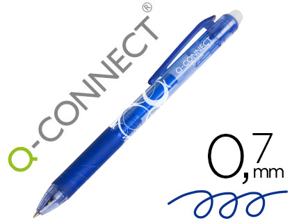 ESFEROGRAFICA Q-CONNECT RETRATIL APAGAVEL 0,7 MM COR AZUL