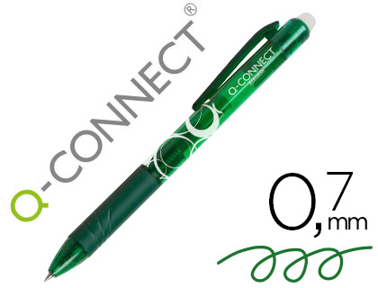 ESFEROGRAFICA Q-CONNECT RETRATIL APAGAVEL 0,7 MM COR VERDE