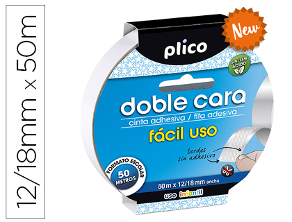 FITA ADESIVA PLICO DUPLA FACE FACIL USO 12/18 MM X 50 M