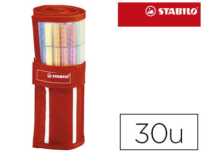MARCADOR STABILO PONTA DE FIBRA PEN 68 ESTOJO ROLLERSET DE 30 CORES SORTIDAS