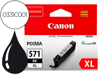 TINTEIRO CANON CLI-571BK XL PIXMA TS5051 / 5053 / 5055 / 6050 / 6051 / 6052 / 8051 / 8052 / 9050 / 9055 PRETO 4425 PAG