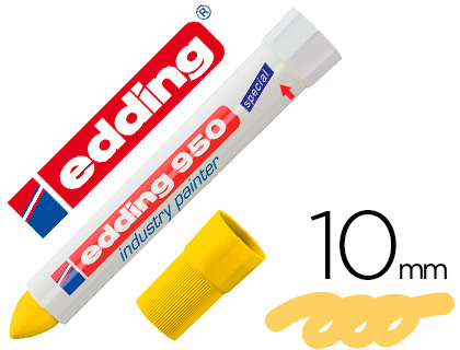 MARCADOR EDDING PERMANENTE 950 PASTA OPACA AMARELO PONTA REDONDA 10 MM PARA SUPERFICIES OXIDADAS/RUGOSAS