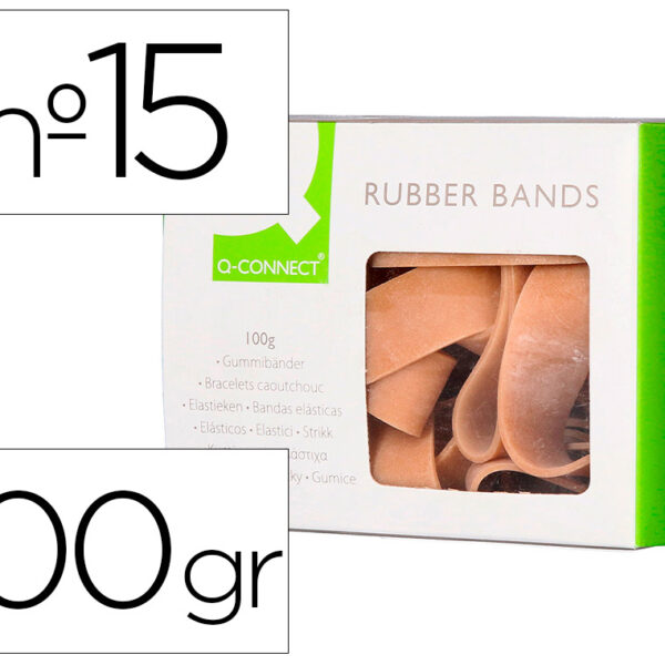 BANDAS ELASTICAS Q-CONNECT 100 GR 150 X 10 MM NUMERO 15