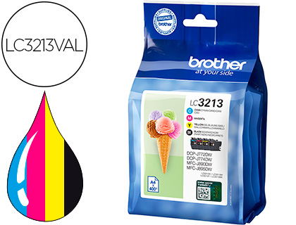 TINTEIRO BROTHER LC3213 DCP-J572 / DCP-J772 / MFC-J890PACK 4 CORES PRETO AMARELO CIAN MAGENTA