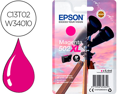TINTEIRO EPSON 502 XL EXPRESSION HOME XP 5100 / 5105 WORKFORCE WF 2860 / 2860DWF MAGENTA 470 PAGINAS