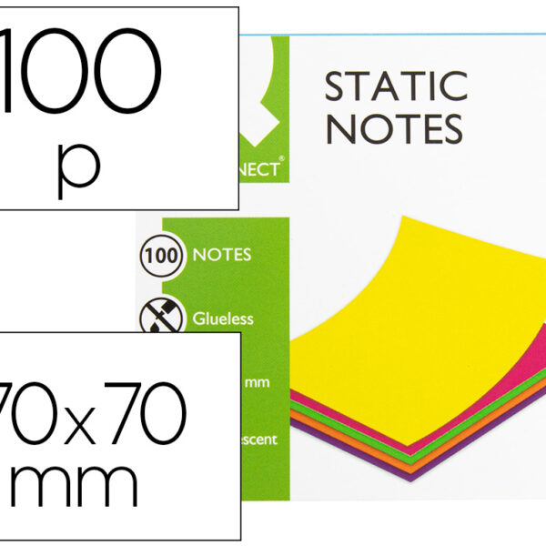 BLOCO DE NOTAS MAGNETICAS Q-CONNECT 70X70 MM 100 FOLHAS 5 CORES FLUORESCENTES