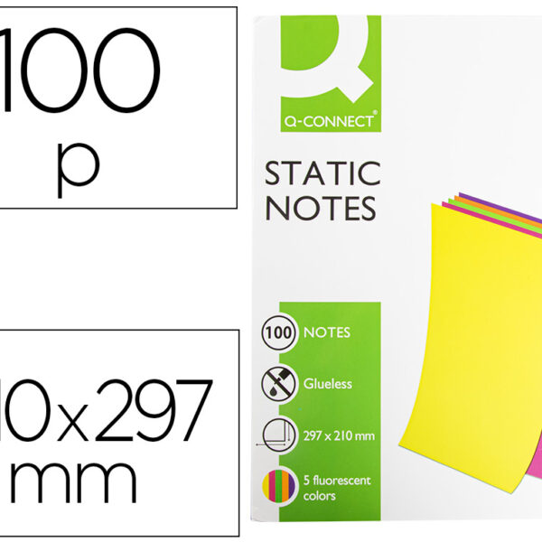 BLOCO DE NOTAS MAGNETICAS Q-CONNECT 210X297 MM 100 FOLHAS 5 CORES FLUORESCENTES