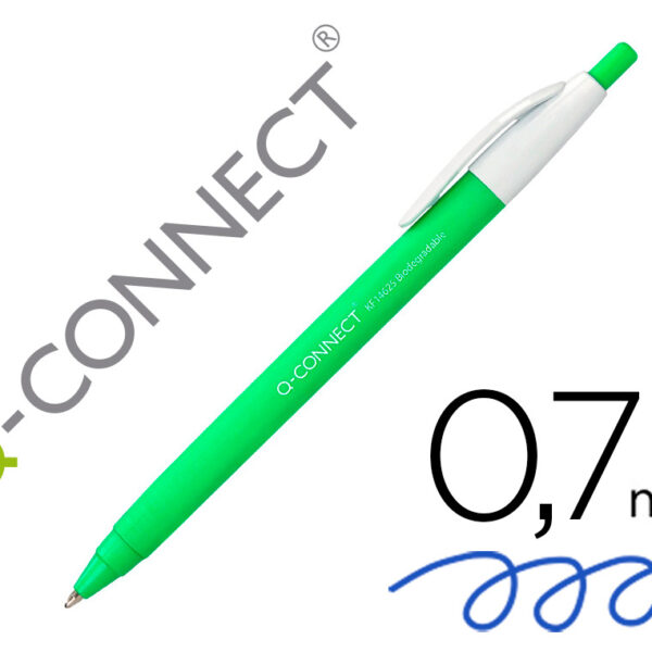 ESFEROGRAFICA Q-CONNECT RETRATIL KF14625 BIODEGRADAVEL VERDE TINTA AZUL
