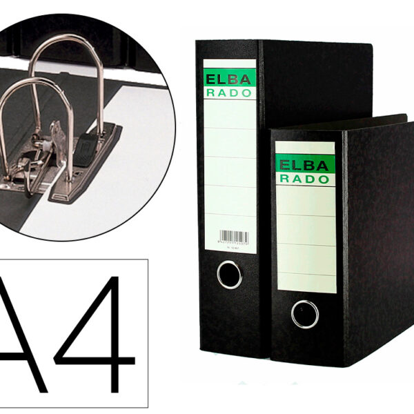 PASTA DE ARQUIVO DE ALAVANCA ELBA CARTAO COMPACTO COM RADO DIN A4 LOMBADA DE 80 MM PRETO