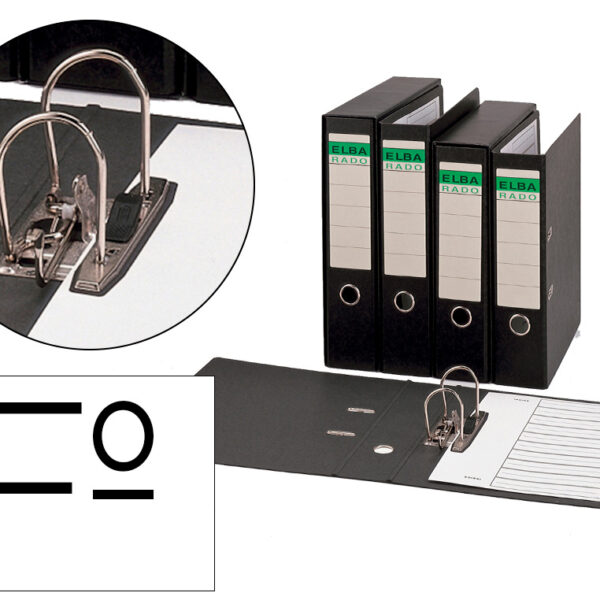 PASTA DE ARQUIVO DE ALAVANCA ELBA CARTAO COMPACTO COM RADO FOLIO LOMBADA DE 80 MM PRETO