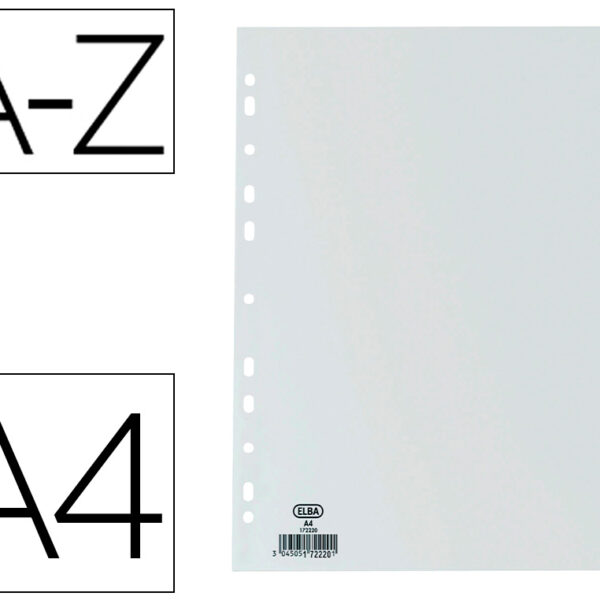 SEPARADOR ALFABETICO ELBA PLASTICO 120 MC FOLIO 16 FUROS A-Z CINZA