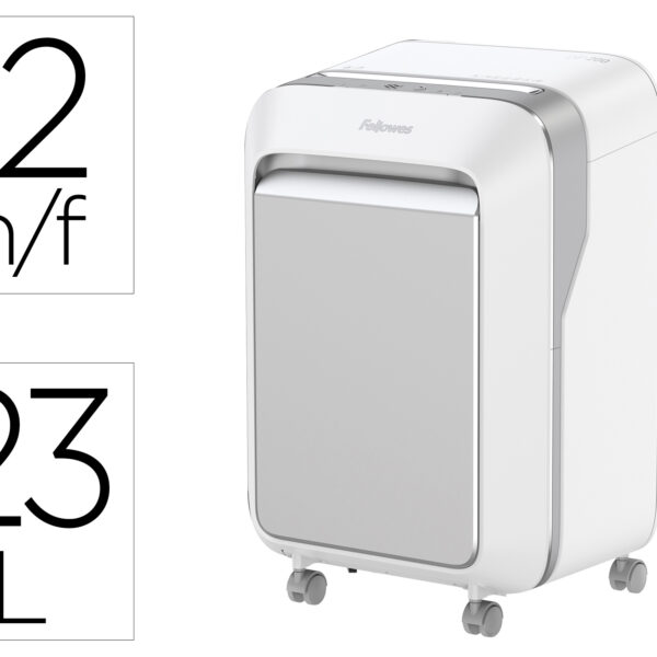 DESTRUIDORA DE DOCUMENTOS FELLOWES LXP-200M CAPACIDADE DE 12 FOLHAS SEGURANCA P5 BRANCA CESTO 23 L AGRAFES CLIPS E CARTO