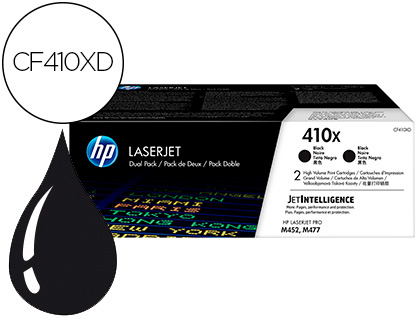 TONER HP LASERJET PRO 410X M452 M477 PRETO PACK DE 2 UNIDADES 6500 PAGINAS