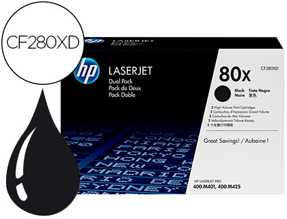 TONER HP LASERJET PRO 80X M401 M425 PRETO PACK DE 2 UNIDADES 6900 PAGINAS