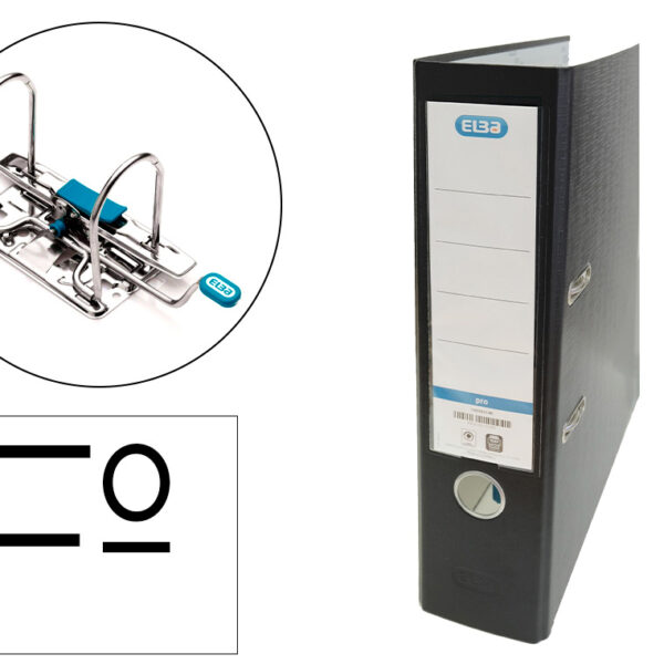 PASTA DE ALAVANCA ELBA CARTAO FORRADO PVC COM RADO TOP FOLIO LOMBADA 80 MM PRETO