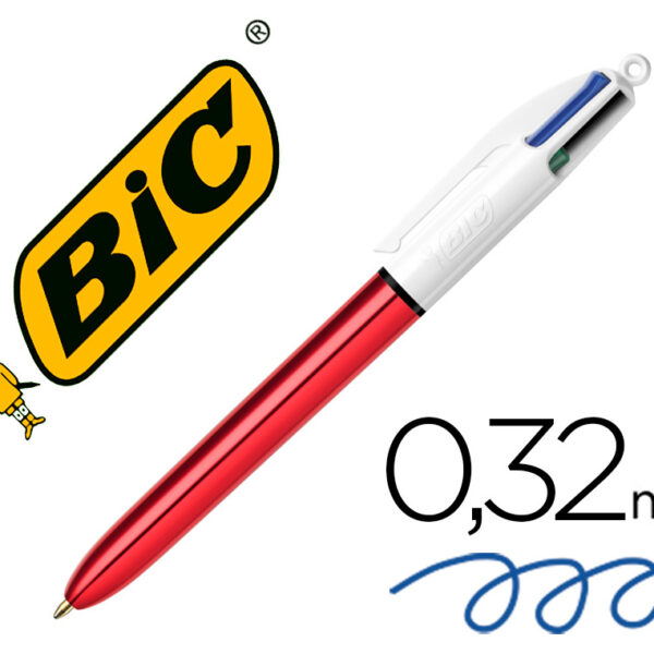 ESFEROGRAFICA BIC QUATRO CORES SHINE VERMELHO PONTA DE 1 MM