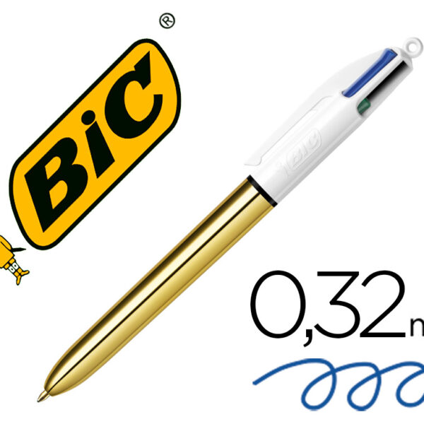 ESFEROGRAFICA BIC QUATRO CORES SHINE OURO PONTA DE 1 MM