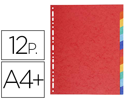 SEPARADOR EXACOMPTA CARTOLINA BRILHO CONJUNTO DE 12 SEPARADORES DIN A4+ MULTIFURADO