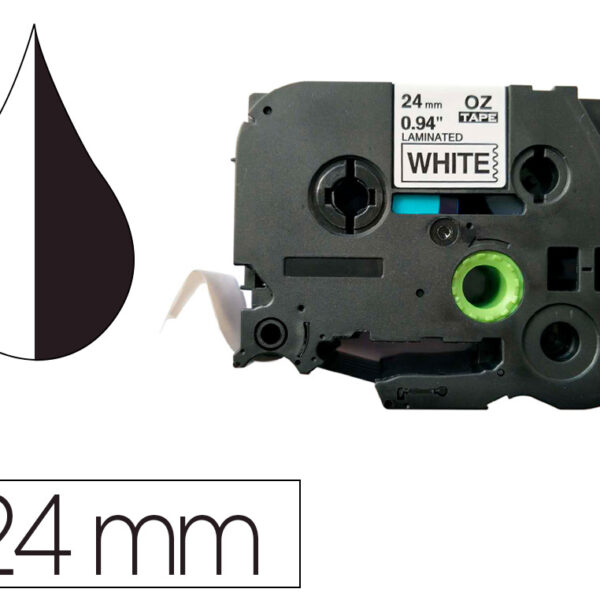 FITA Q-CONNECT TZE-251 BRANCA-PRETA 24MM COMPRIMENTO 8 MT