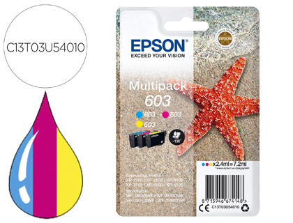 TINTEIRO EPSON 603 XP-2100 / 2105 / 3100 / 4100 / WF-2810 / 2830 / 2835 / 2850 MULTIPACK 3 CORES AMARELO