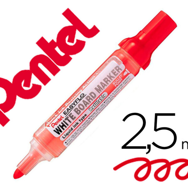 MARCADOR PENTEL PARA QUADRO BRANCO EASYFLO RECARREGAVEL COR VERMELHO