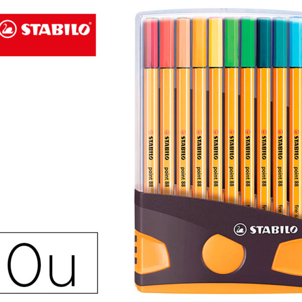 MARCADOR STABILO PONTA DE FIBRA POINT 88 COR PARADE ANTRACITE/LARANJA ESTOJO DE 20 UNIDADES CORES SORTIDAS