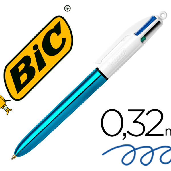 ESFEROGRAFICA BIC QUATRO CORES SHINE AZUL PONTA DE 1 MM