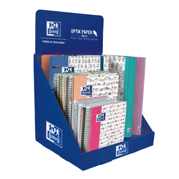 EXPOSITOR CADERNOS ESPIRAL OXFORD FUNNY TREND 5 EUROPEANBOOK4 + 5 EUROPEANBOOK5 + 6 EUROBINDERBINDER DESENHOS SORTIDOS