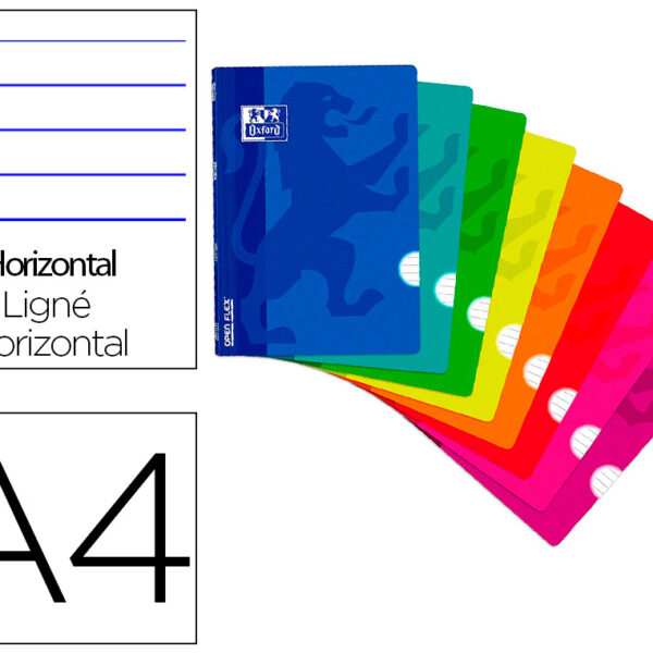 CADERNO AGRAFADO OXFORD OPENFLEX CAPA PLASTICO DIN A4 48 FOLHAS PAUTADO ASIGNATURA LINGUA CORES SORTIDAS