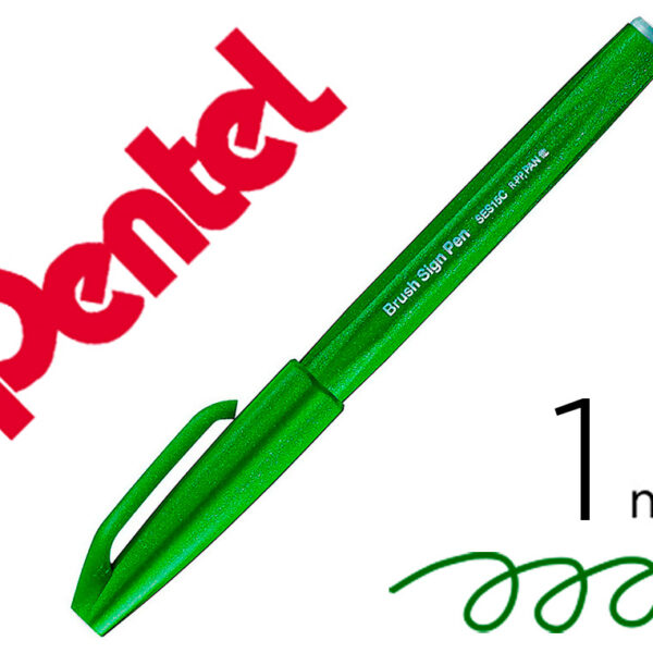 CANETA PINCEL PENTEL TOUCH PARA CALIGRAFIA COR VERDE AZEITONA