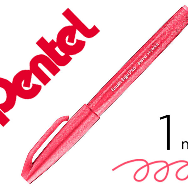 CANETA PINCEL PENTEL TOUCH PARA CALIGRAFIA COR VERMELHO VINHO