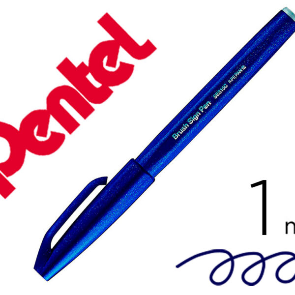 CANETA PINCEL PENTEL TOUCH PARA CALIGRAFIA COR AZUL ESCURO