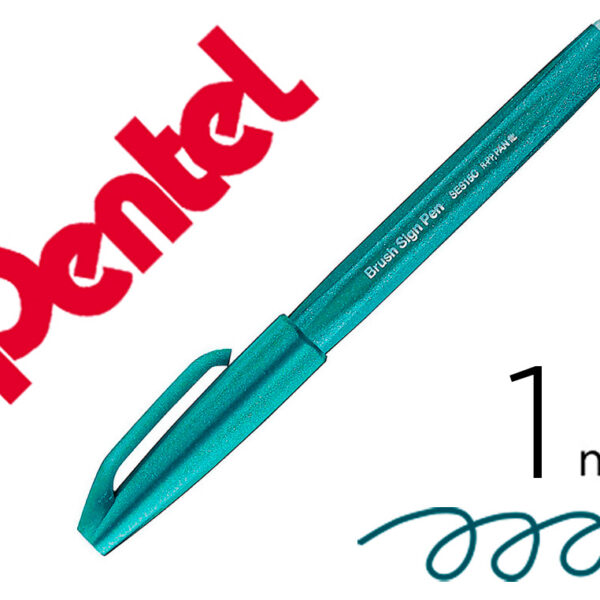 CANETA PINCEL PENTEL TOUCH PARA CALIGRAFIA COR VERDE TURQUESA