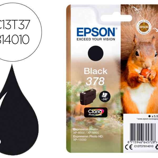 TINTEIRO EPSON 378 EXPRESSION HOME XP-8605 / 8606 / XP-15000 / XP-8500 / 8505 PRETO 240 PAG