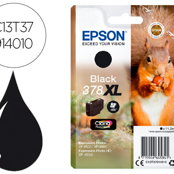 TINTEIRO EPSON 378 XL EXPRESSION HOME XP-8605 / 8606 / XP-15000 / XP-8500 / 8505 PRETO 500 PAG