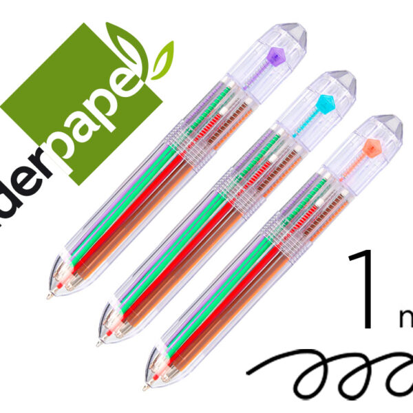 ESFEROGRAFICA LIDERPAPEL 10 EM 1 CORPO TRANSPARENTE 10 CORES 1 MM RETRATIL