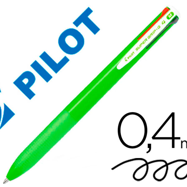 ESFEROGRAFICA PILOT SUPERGRIP G 4 CORES RETRATIL TINTA BASE DE OLEO CORPO COR VERDE LIMA