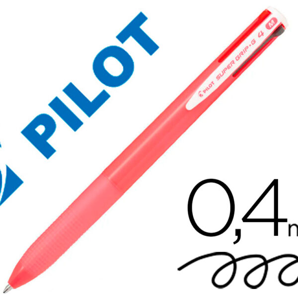 ESFEROGRAFICA PILOT SUPERGRIP G 4 CORES RETRATIL TINTA BASE DE OLEO CORPO COR ROSA