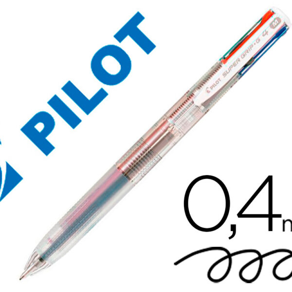 ESFEROGRAFICA PILOT SUPERGRIP G 4 CORES RETRATIL TINTA BASE DE OLEO CORPO COR TRANSPARENTE