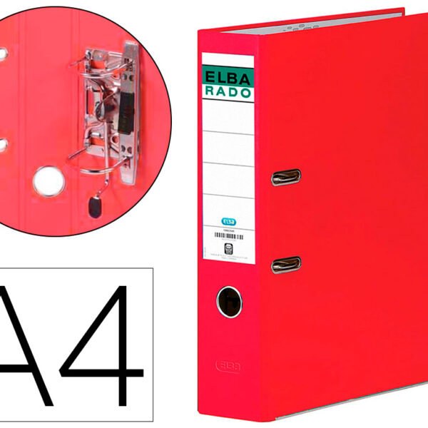 PASTA DE ARQUIVO DE ALAVANCA ELBA CHIC CARTAO FORRADO PVC COM RADO DIN A4 LOMBADA DE 80 MM VERMELHO